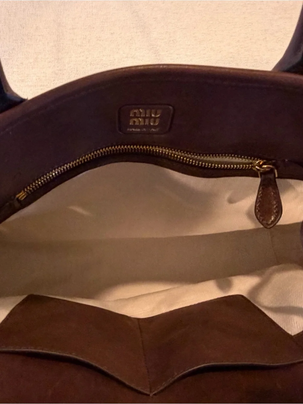 Miu Miu Dark Brown Leather Tote with Gold Hardware